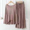 Skin Color Frill Sleeve Loose Lounge Wear Palazzo Set