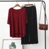Red V Neck with Black Palazzo For Women PJ Set