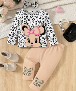 Cute Leopard Minnie Mouse Print Kids Wear