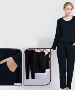 Black Women Night Suit 3Pieces Set