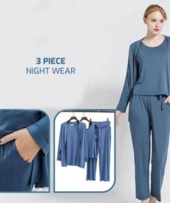 Blue Women Night Suit 3Pieces Set