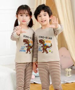 Brown Dino Roar Printed  Night Suit for Kids