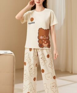 Cookies and Bear Printed Pajama Set