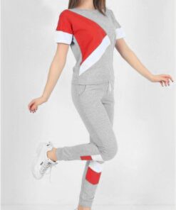 Grey Red Track Suit For Women