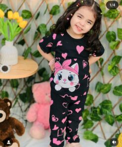 Hearts & Cat Printed