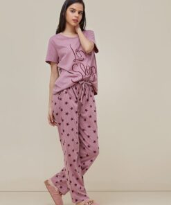 Love Sleep Printed Night Suit For Ladies Girls
