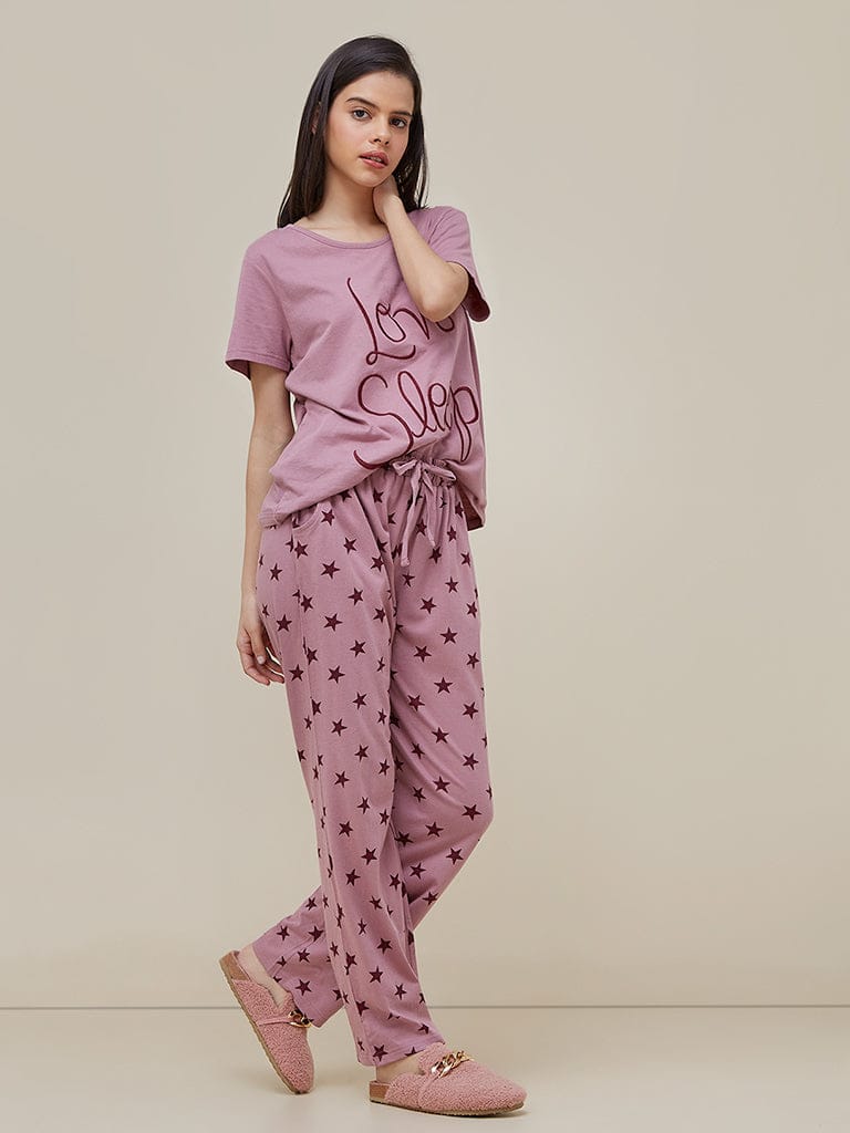 Love Sleep Printed Night Suit For Ladies Girls