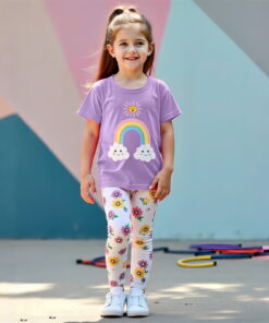 Purple with rambow and flower printed pajama