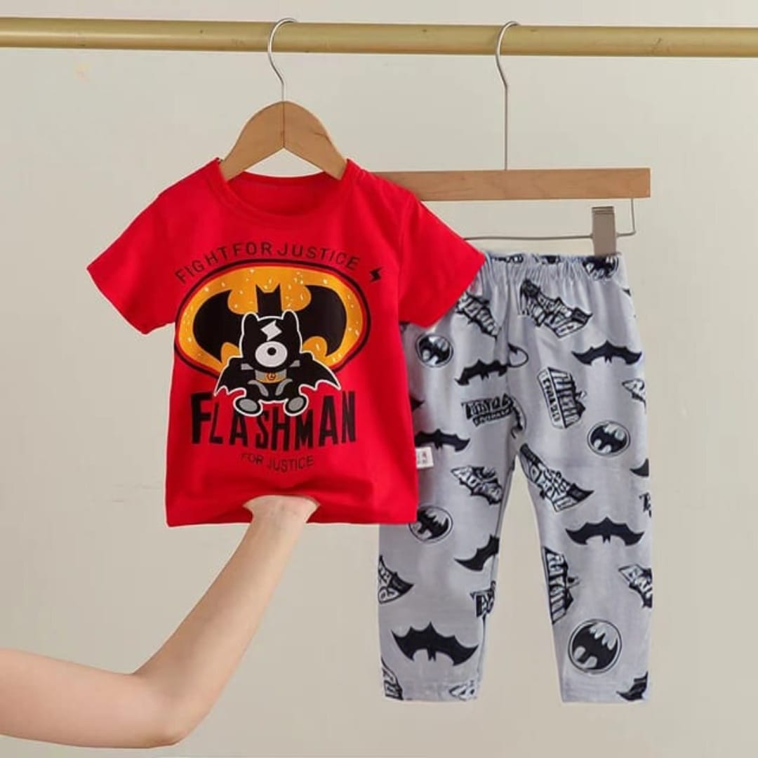 Red Batman Printed Kids Suit