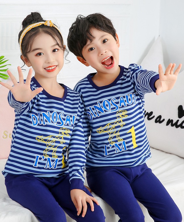 Blue Dino Printed Kids wear Full Seleeve Kids Night Suit