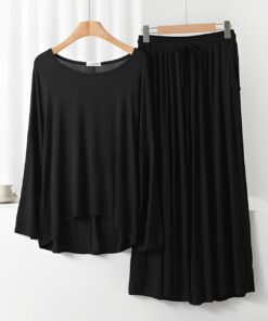 Black Frill Sleeve Loose Lounge Wear Palazzo Set