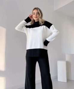 BLACK RIB KNIT CO ORD SET