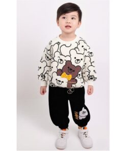 White Multi Bears Print Sweatshirt & Trouser for Kids