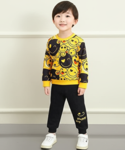Emoji Print Kids Sweatshirt & Trouser Set