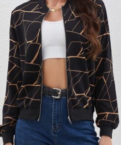 Light Black Cross lining zipper jacket