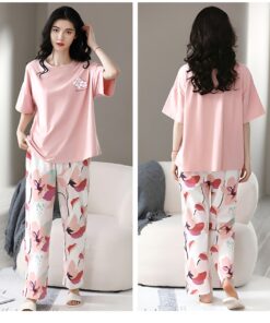 Baby Pink Flower Printed Pajama Set