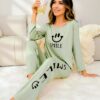 Green Purple Smile Printed Pajama Set