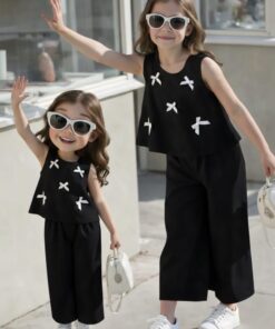 Black & White Bow-Accent Co-ord Set