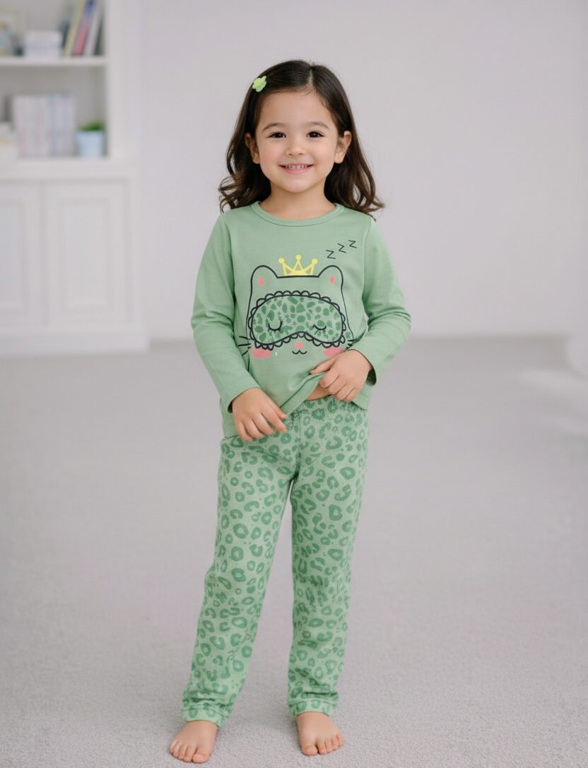 Mint Green Animal Print PJ Set for Kids