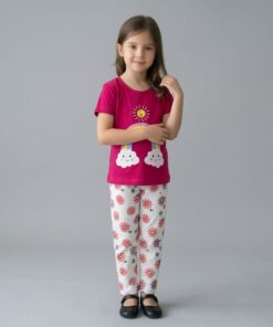 RED with rambow and flower printed pajama