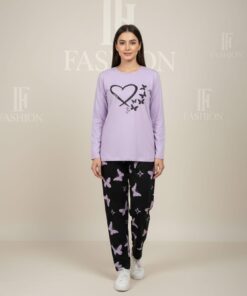 Women's Purple Heart & Black Butterfly PJ Set