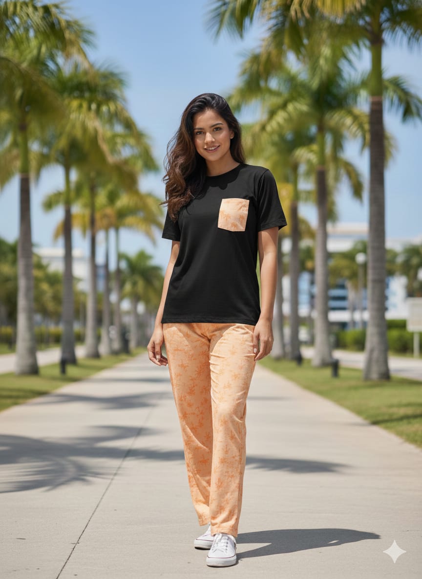 Hunter Black Palm Print Co-ord Loungewear