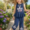 Blue Bunny Bow Print Kids wear