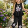 Black Bunny Bow Print Kids wear