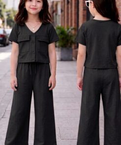 Black Double Pocket Co-ord Kids Wear