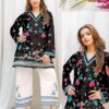 Black  Floral Print Kurti with Embroidered Culottes – 2 Piece Set