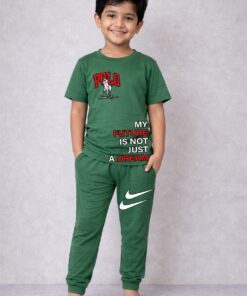 Green My Future is not Just a Dream Print Tracksuit Kids Wear