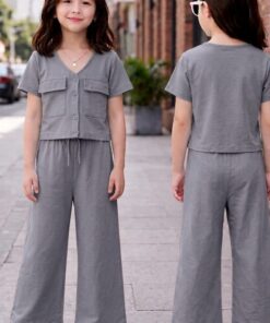 Grey Double Pocket Co-ord Kids Wear