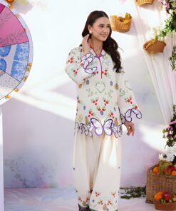 Ivory Butterfly Cutwork Floral Co-Ord Set