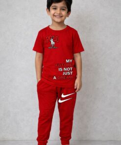 Red My Future is not Just a Dream Print Tracksuit Kids Wear