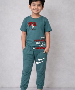 Sage Green My Future is not Just a Dream Print Tracksuit Kids Wear