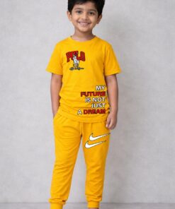 Yellow My Future is not Just a Dream Print Tracksuit Kids Wear