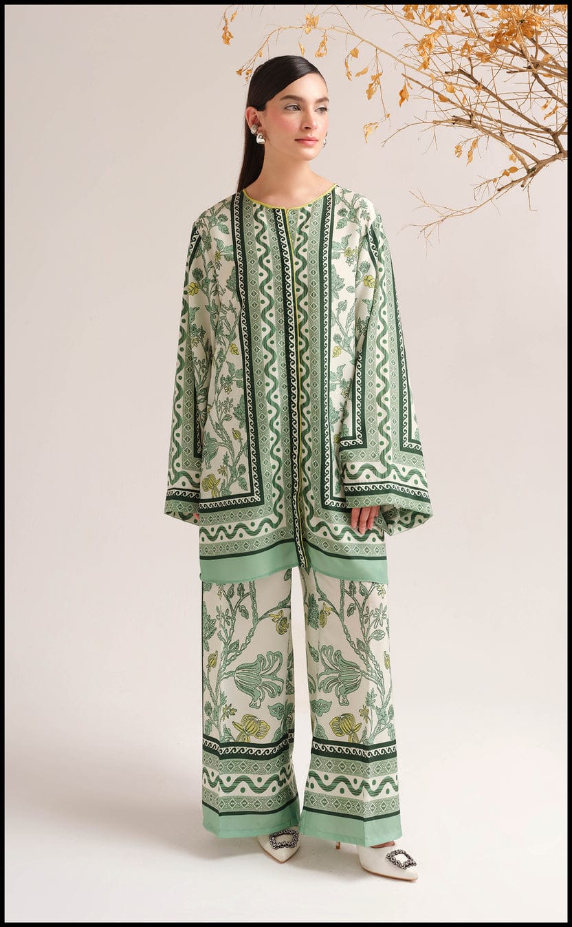 Verdant Bloom Printed Co-ord Set – Sage & Forest Green