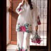 Crisp White & Crimson Rose  Printed Fapper 2Pc