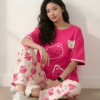 Women's Vivid Hot Pink Short Sleeve Pajama Set