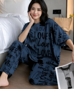 Muted Steel Blue Oversized Pajama Co-ord