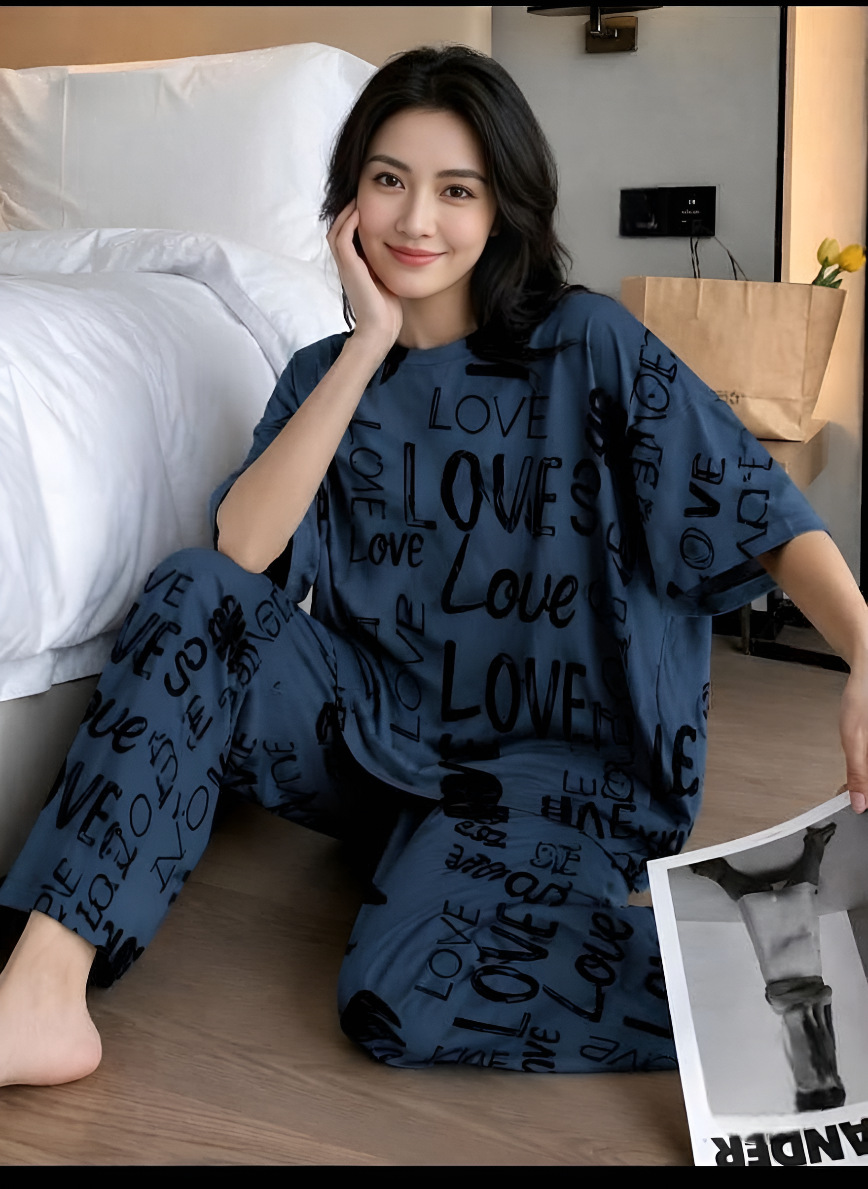 Muted Steel Blue Oversized Pajama Co-ord