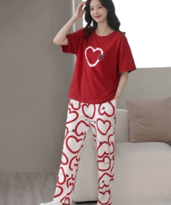 Ruby Heart & Strawberry  Print Pajama Set