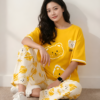 Yellow T-Shirt & Off-White Bear Print Pajama Set