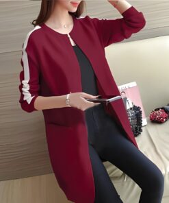 Maroon Western Stripe Long Sleeve Cardigan