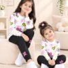 White & Black Floral Butterfly 2-Piece Winter Casual Set